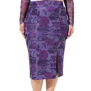 torrid X Betsey Johnson Midi Floral Mesh Skirt with Slit - Purple Sz 6X NWT